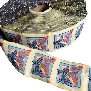 Vintage Embroidered Butterfly Trim Perfect For Quilting